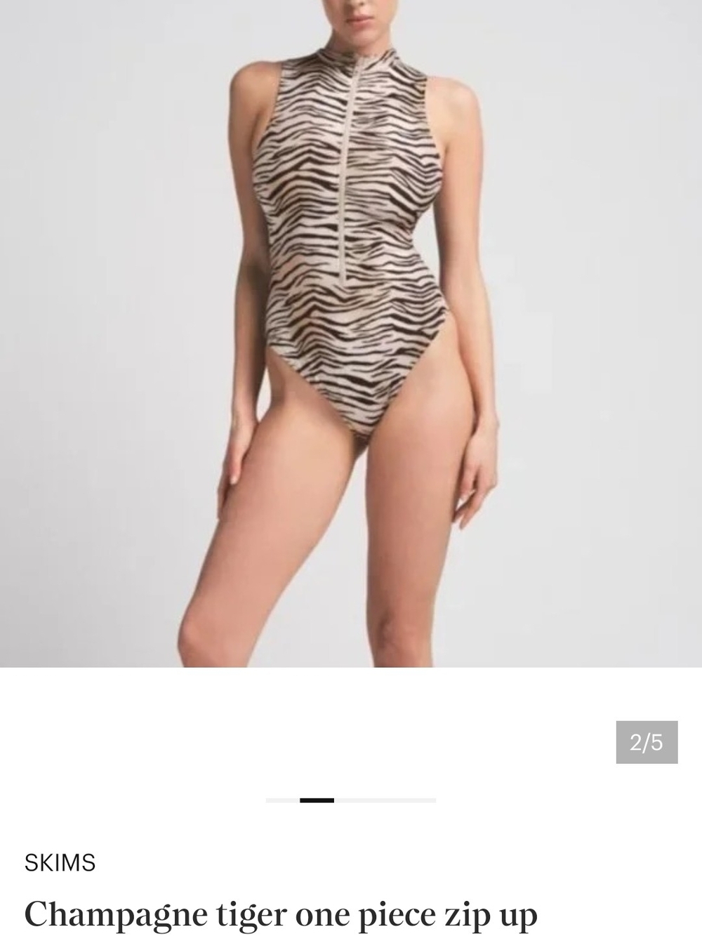SKIMS Champagne and Black Zebra-Print High-Neck One-Piece
